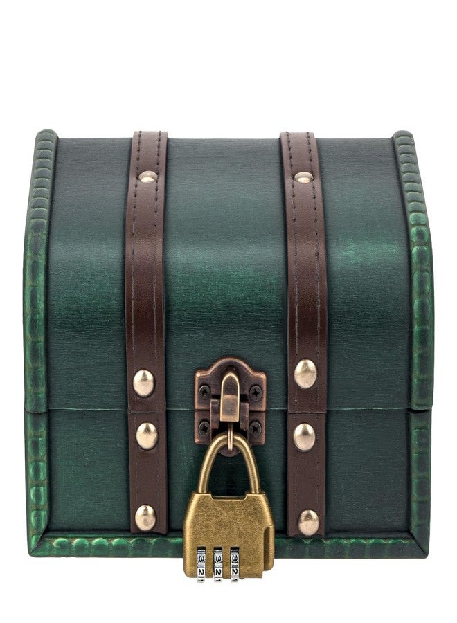 Umbrotiger European Vintage Wooden Jewelry Box with Lock - 6x5x4 Inch Antique Decorative Storage Box for Desk, Craft Table & Home Décor (Emerald Green) - Image 1